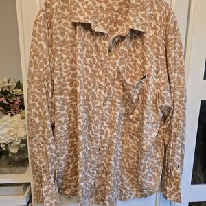 Calvin Klein Jeans Tan Abstract Button-Down Shirt